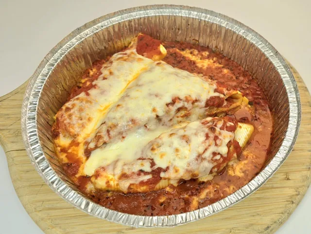 Giovanni Trio stuffed shells with tomato sauce and melted mozzarella